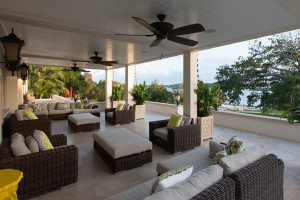 This outdoor living space enjoys seamless home connectivity and unparalleled network performance, providing effortless enjoyment and convenience. Sound, lights, and fans are all controlled by integrated controls, delivering smart technology in the great outdoors.